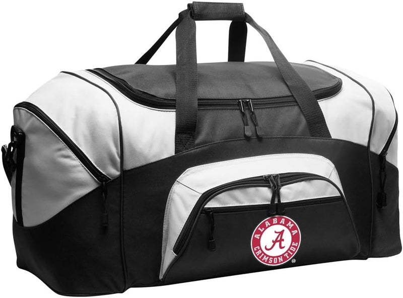 Broad Bay University of Alabama Duffel Bag - Large Bama Suitcase Travel Duffle or Sports Gear Gym Bag (Alabama Circle Logo - Red) (Alabama Round Logo - Black) - Image 1